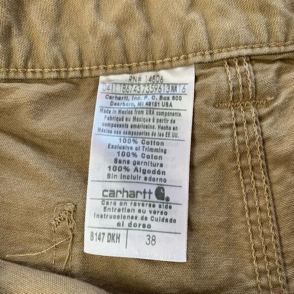 Carhartt Mens Utility Cargo Carpenter Shorts Brown Cotton Size 38 (Measures 36) - Picture 6 of 15